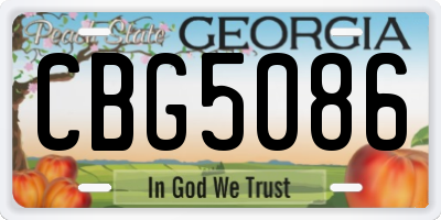 GA license plate CBG5086