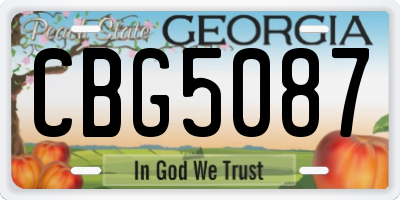 GA license plate CBG5087