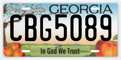 GA license plate CBG5089