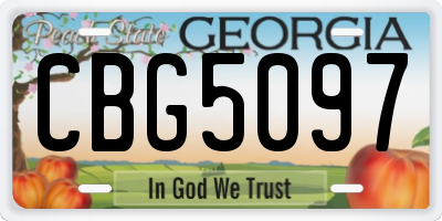 GA license plate CBG5097