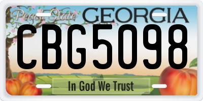 GA license plate CBG5098
