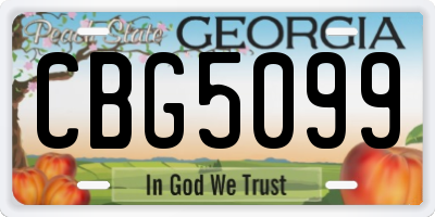 GA license plate CBG5099