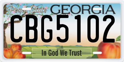 GA license plate CBG5102