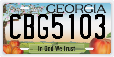 GA license plate CBG5103