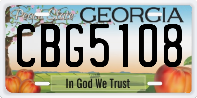 GA license plate CBG5108