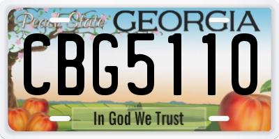 GA license plate CBG5110