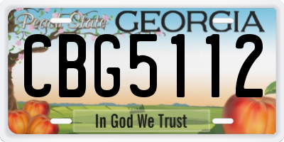 GA license plate CBG5112
