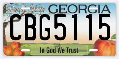 GA license plate CBG5115