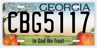 GA license plate CBG5117