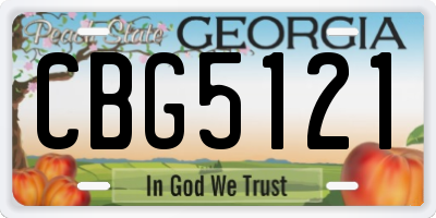 GA license plate CBG5121