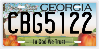 GA license plate CBG5122