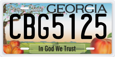 GA license plate CBG5125