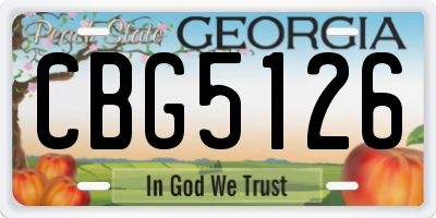 GA license plate CBG5126