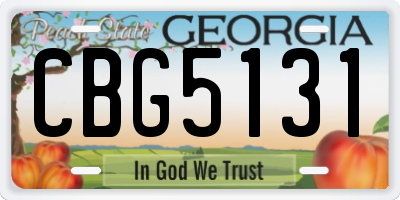 GA license plate CBG5131