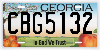 GA license plate CBG5132