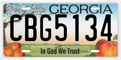 GA license plate CBG5134