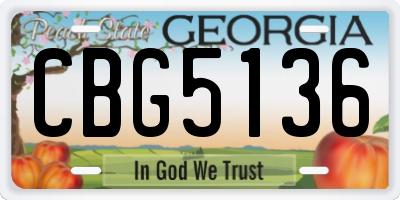 GA license plate CBG5136
