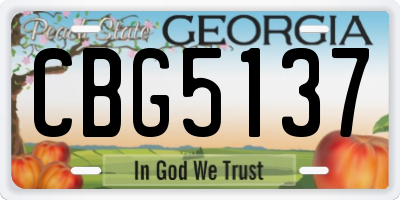 GA license plate CBG5137
