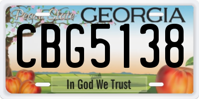 GA license plate CBG5138