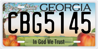 GA license plate CBG5145