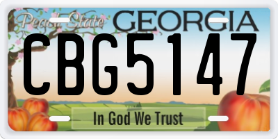 GA license plate CBG5147
