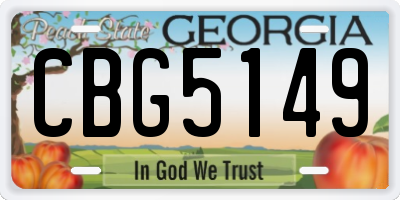 GA license plate CBG5149