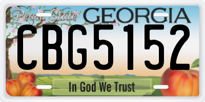 GA license plate CBG5152