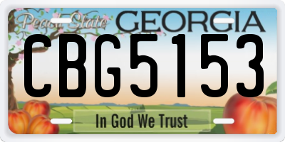 GA license plate CBG5153