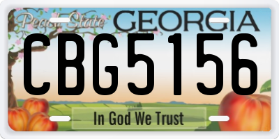 GA license plate CBG5156