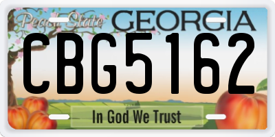 GA license plate CBG5162