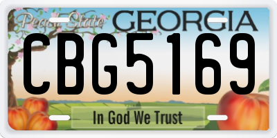 GA license plate CBG5169