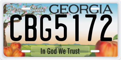 GA license plate CBG5172