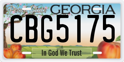 GA license plate CBG5175