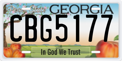 GA license plate CBG5177
