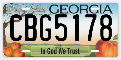GA license plate CBG5178