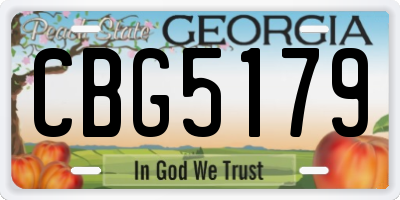 GA license plate CBG5179