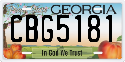 GA license plate CBG5181