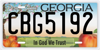 GA license plate CBG5192