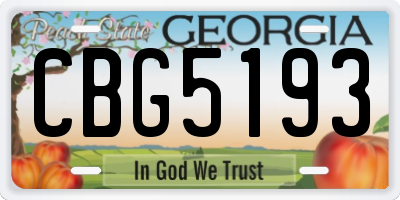 GA license plate CBG5193