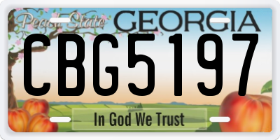 GA license plate CBG5197