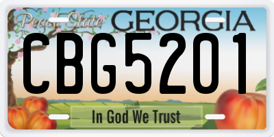 GA license plate CBG5201
