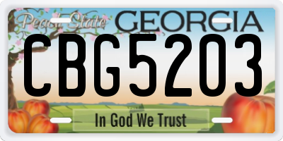 GA license plate CBG5203