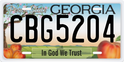 GA license plate CBG5204