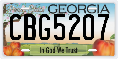 GA license plate CBG5207