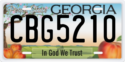 GA license plate CBG5210