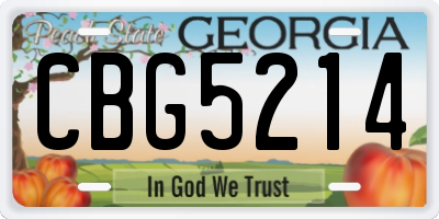 GA license plate CBG5214