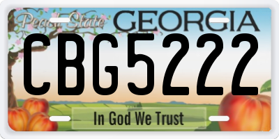 GA license plate CBG5222