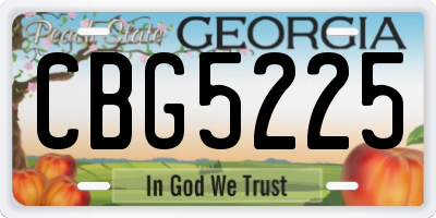 GA license plate CBG5225