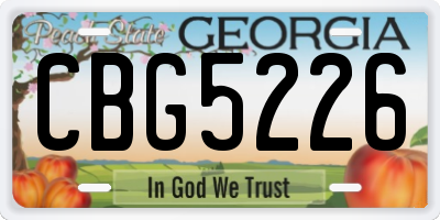 GA license plate CBG5226