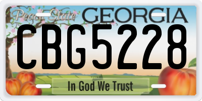 GA license plate CBG5228